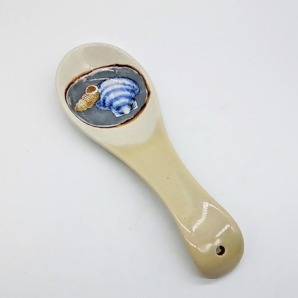 Sea Shell Glazed Ceramic Spoon Rest